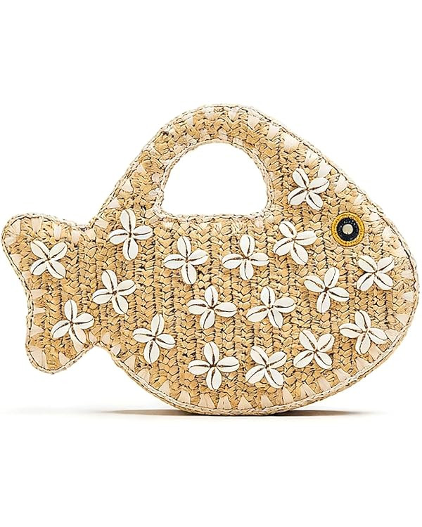 Fish Purse Clutch Straw Woven Fish Shaped Handbag Small Fun Bag Mini Novelty Tote for Women Summe... | Amazon (US)