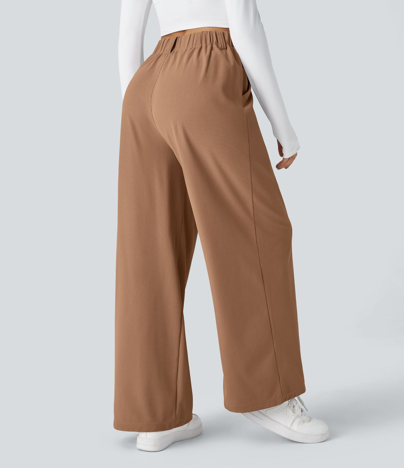 Women’s Halara Flex™ High Waisted Pocket Wide Leg Waffle Work Pants - Halara | HALARA