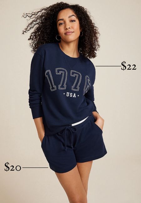 Maurices 1776 USA Embroidered Sweatshirt / Fleece High Rise 4in Short / Memorial Day outfit / USA outfit / 4th of July outfit / Labor Day outfit 

#LTKSaleAlert #LTKFindsUnder50 #LTKOver40