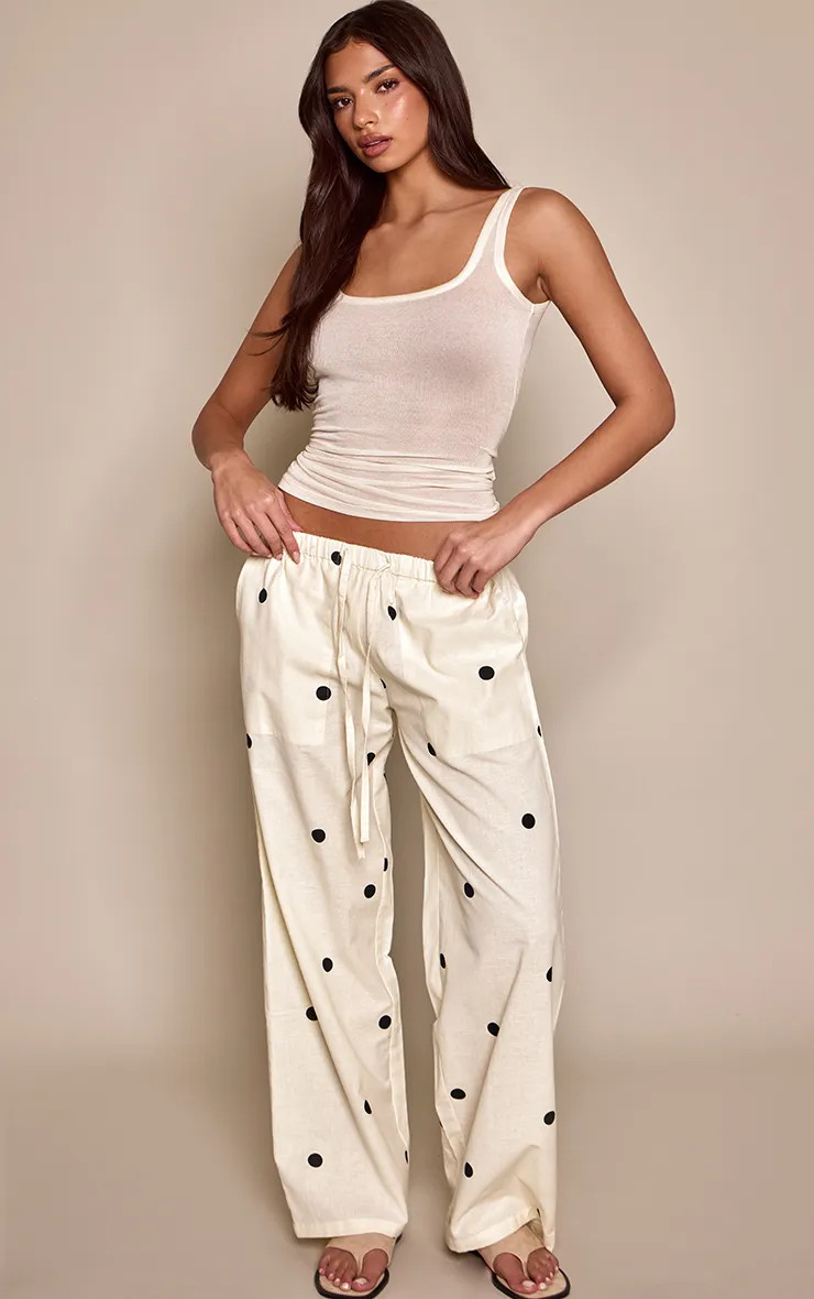 Cotton Linen Blend Drawstring Waist Trousers | boohoo (US & Canada)