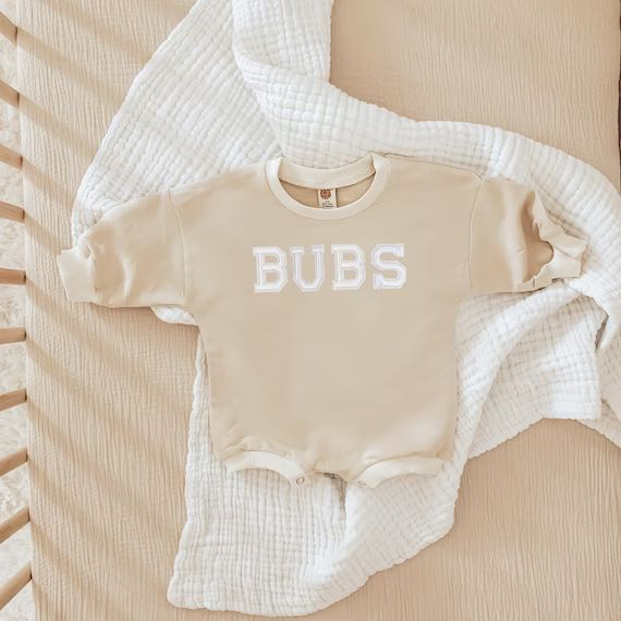 Neutral Baby Romper Bubble Romper Letter Baby Sweatshirt - Etsy | Etsy (US)