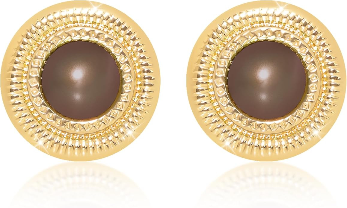 Faux Pearl Gold Plated Stud Earrings for Women, Hypoallergenic Stainless Steel Ear Pin, Available... | Amazon (US)