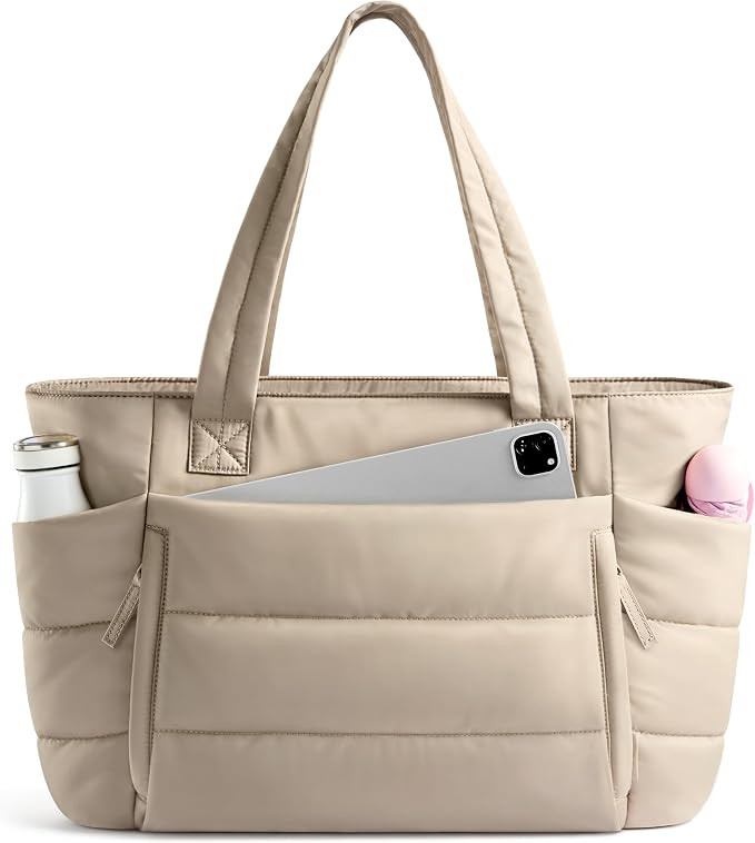 Uselike Tote Bag for Women with Zipper, Quilted Puffer Tote Bag with Compartments, Lightweight Pu... | Amazon (US)