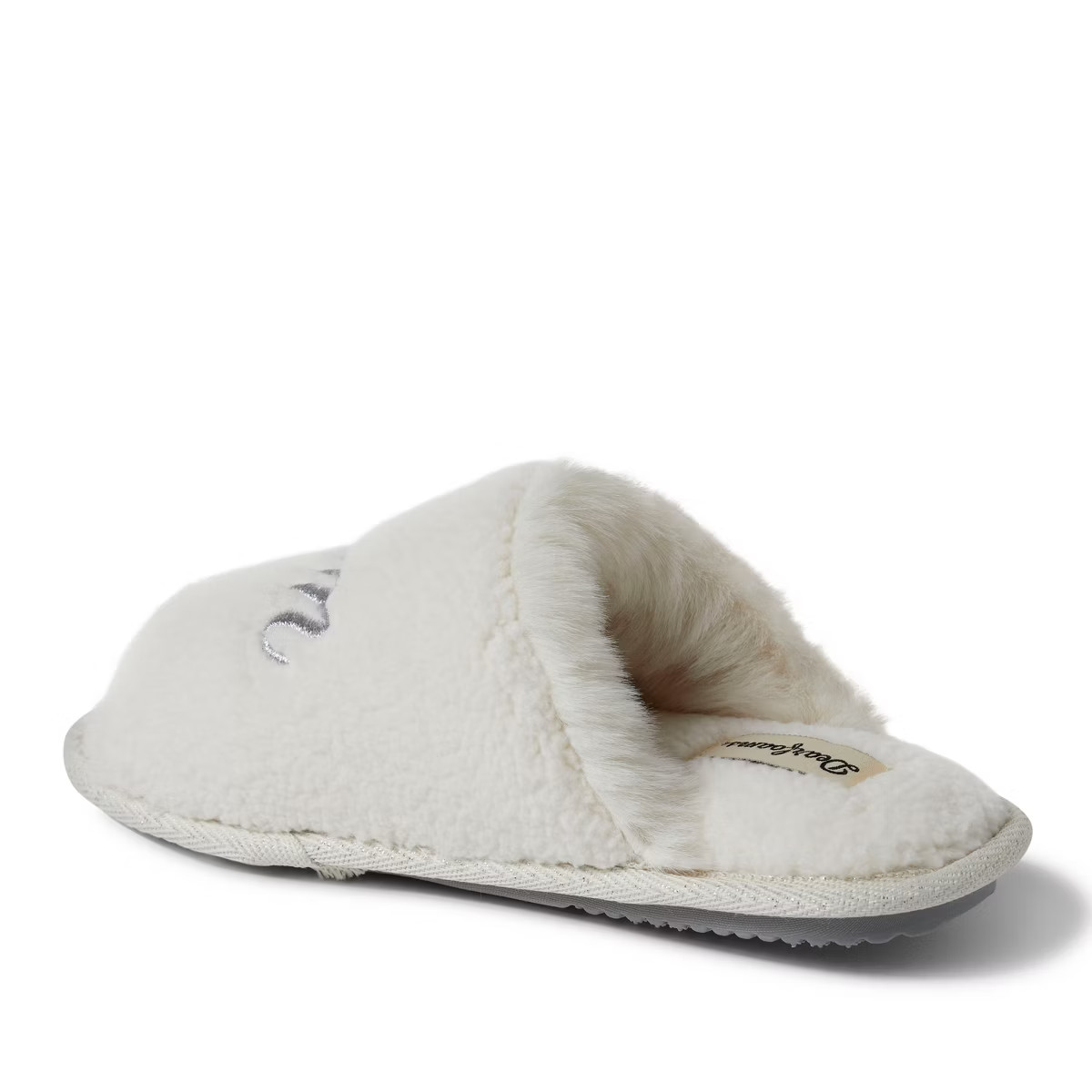 Dearfoams Womens Louise Embroidered Mom Slide Slipper Gift Set with Scrunchie | Target