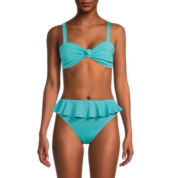 Time And Tru Women's and Women's Plus Popcorn Texture Swim Top | Walmart (US)