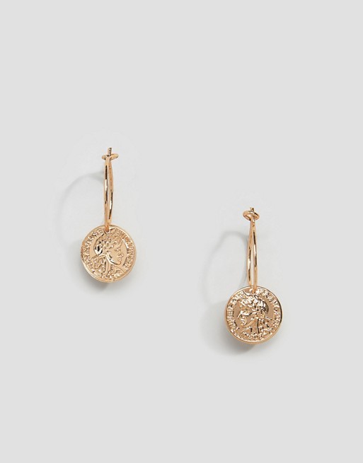 Liars & Lovers Exclusive coin drop hoop mini earrings | ASOS US