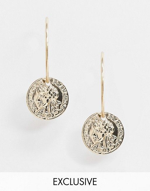 Liars & Lovers Exclusive coin drop hoop mini earrings | ASOS US