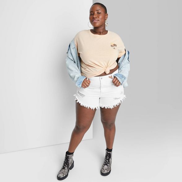 Women's High-Rise Frayed Hem Jean Shorts - Wild Fable™ | Target