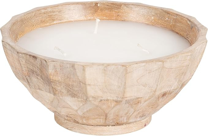 Kate and Laurel Plete Round Pleated Wood Candle Bowl, 8 Inch Diameter, Light Natural, Modern Scal... | Amazon (US)