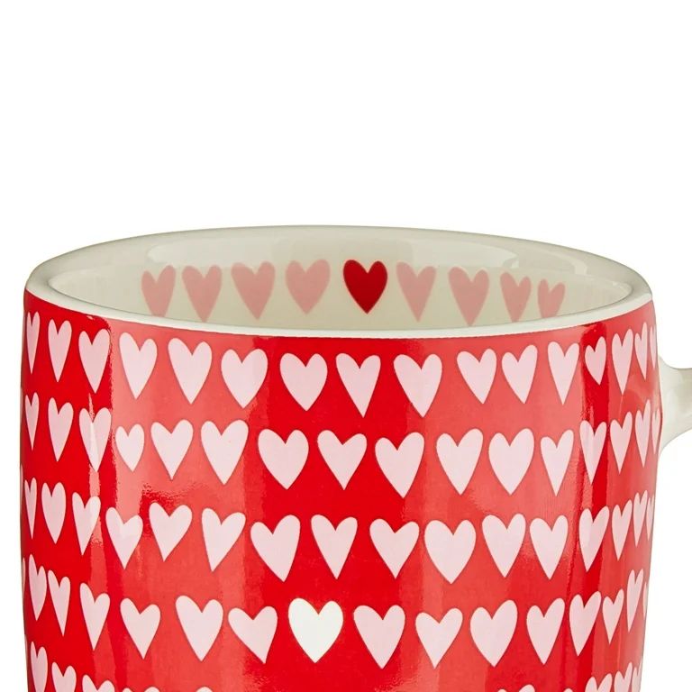 Valentine's Day 15 oz Red Glazed Ceramic Mug with Heart Design by Way To Celebrate | Walmart (US)
