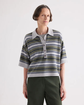 Meridian Boutique TWP Short Sleeve Polo Sweater With Stripes - TWP Short Sleeve Polo Sweater With Stripes | Shop.com