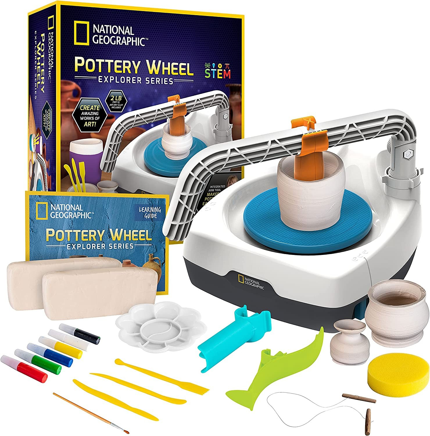 NATIONAL GEOGRAPHIC Kid’s Pottery Wheel – Complete Pottery Kit for Kids, Plug-In Motor, 2 lbs... | Amazon (US)