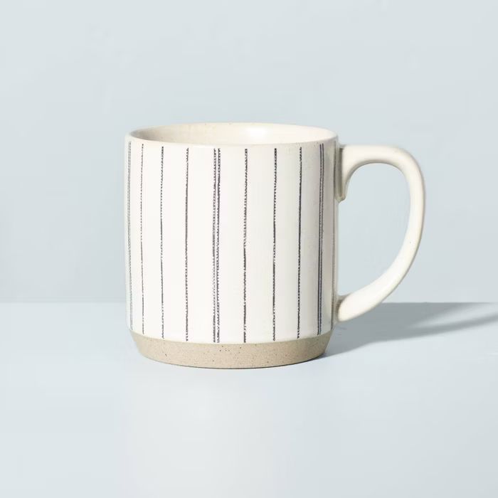 10oz Distressed Vertical Stripes Stoneware Mug Blue/Sour Cream - Hearth & Hand™ with Magnolia | Target