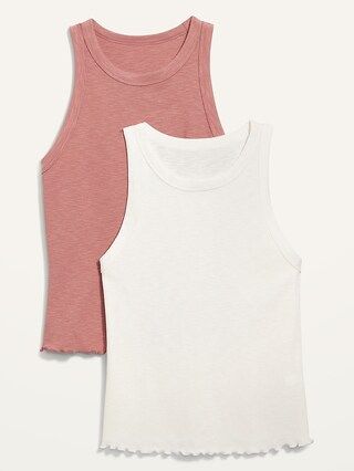 Fitted Lettuce-Edge Rib-Knit Tank Top 2-Pack for Women | Old Navy (CA)