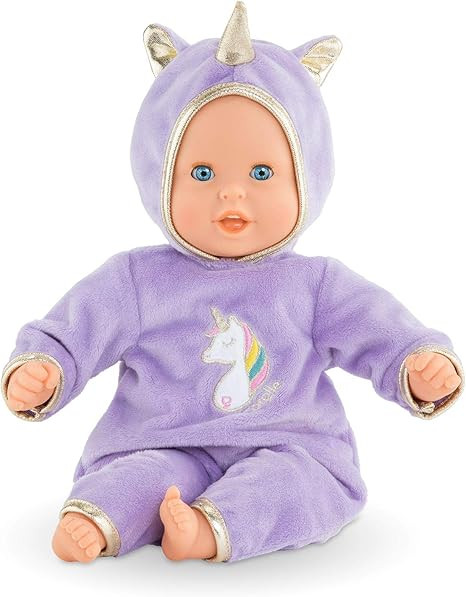 Corolle Bébé Calin Unicorn Boy Baby Doll - 12" Soft Body Doll with Purple Hooded Outfit, Sleepi... | Amazon (US)