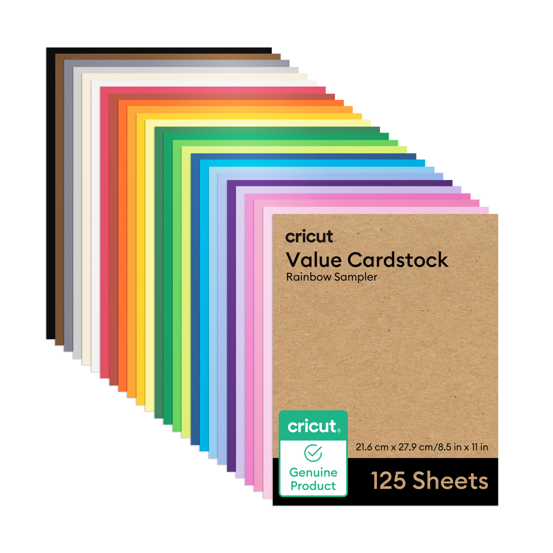 Value Cardstock, Rainbow Sampler - 8.5 in x 11 in (125 ct) | Cricut