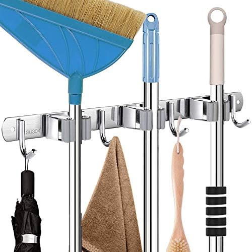 CHARMOUNT Mop and Broom Holder Wall Mount - 16" Mounting Holes Mop Broom Hanger Wall Mounted, Hea... | Amazon (US)