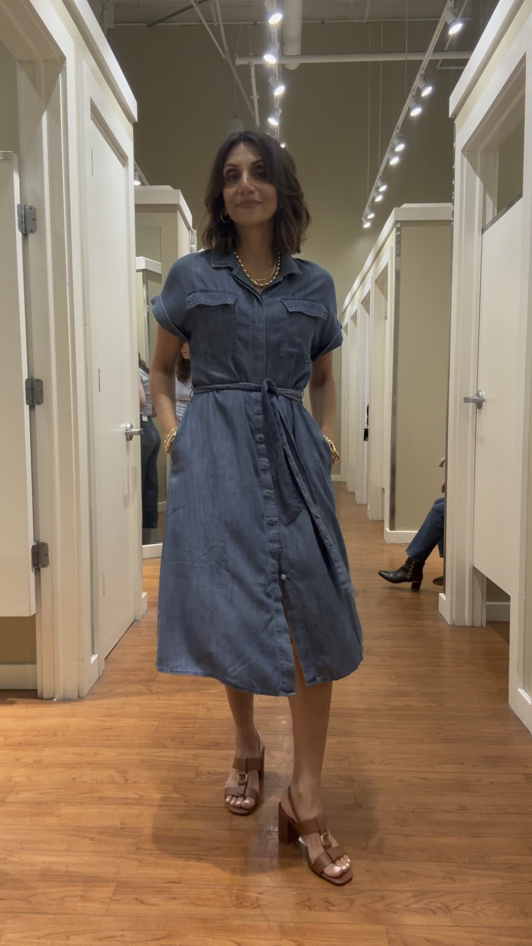 Pretty and soft chambray dress 
great for work or a sprint event 
Wearing xs 

#LTKOver40 #LTKSaleAlert #LTKWorkwear