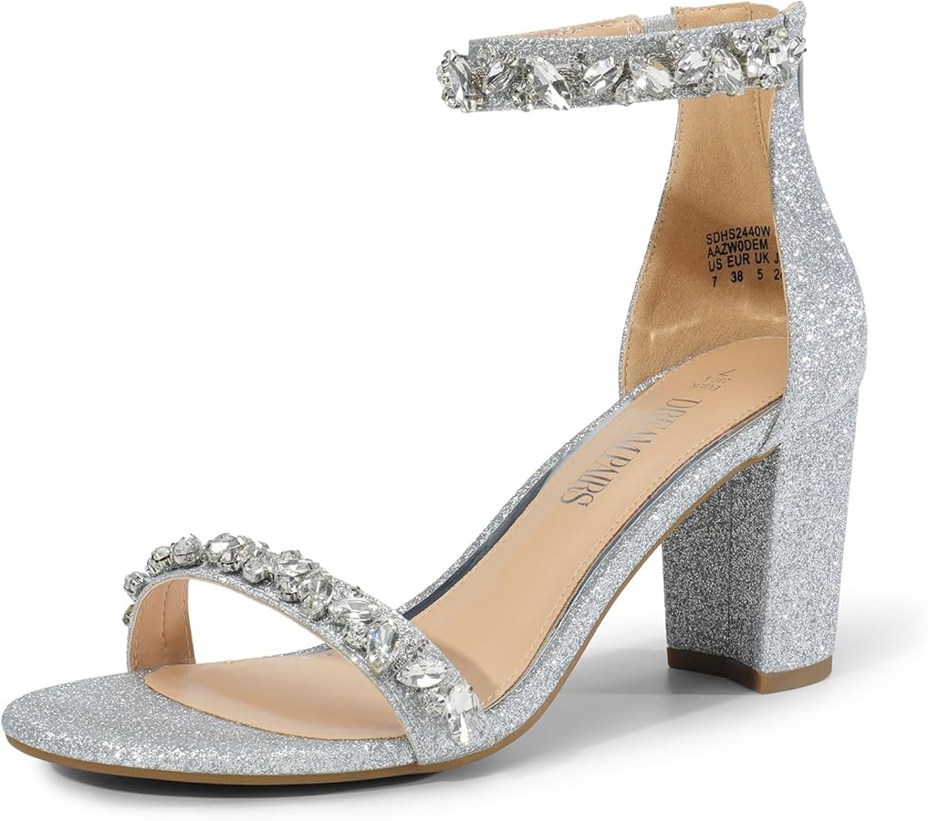 DREAM PAIRS Women's Chunk Low Heel Pump Sandals | Amazon (US)