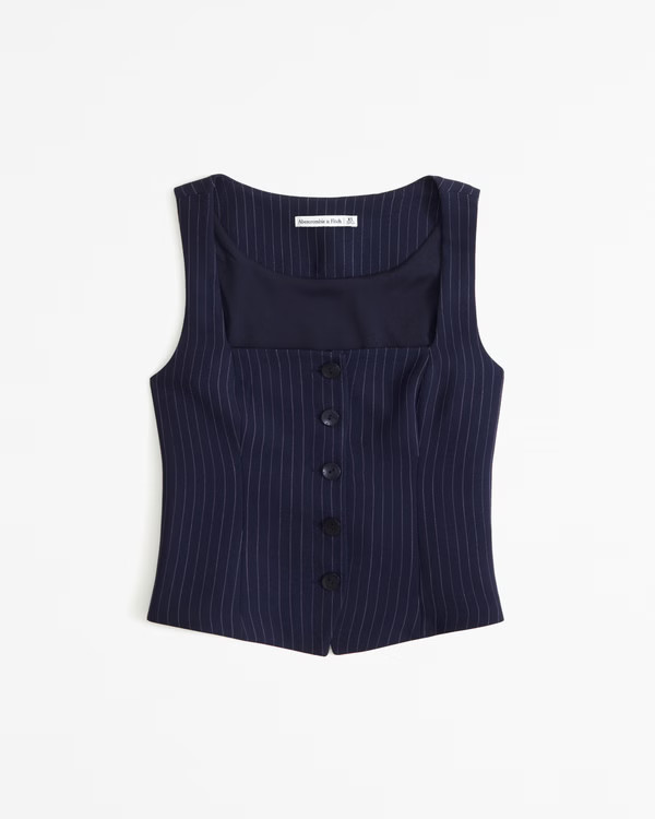 The A&F Mara Tailored Vest Squareneck Set Top | Abercrombie & Fitch (US)