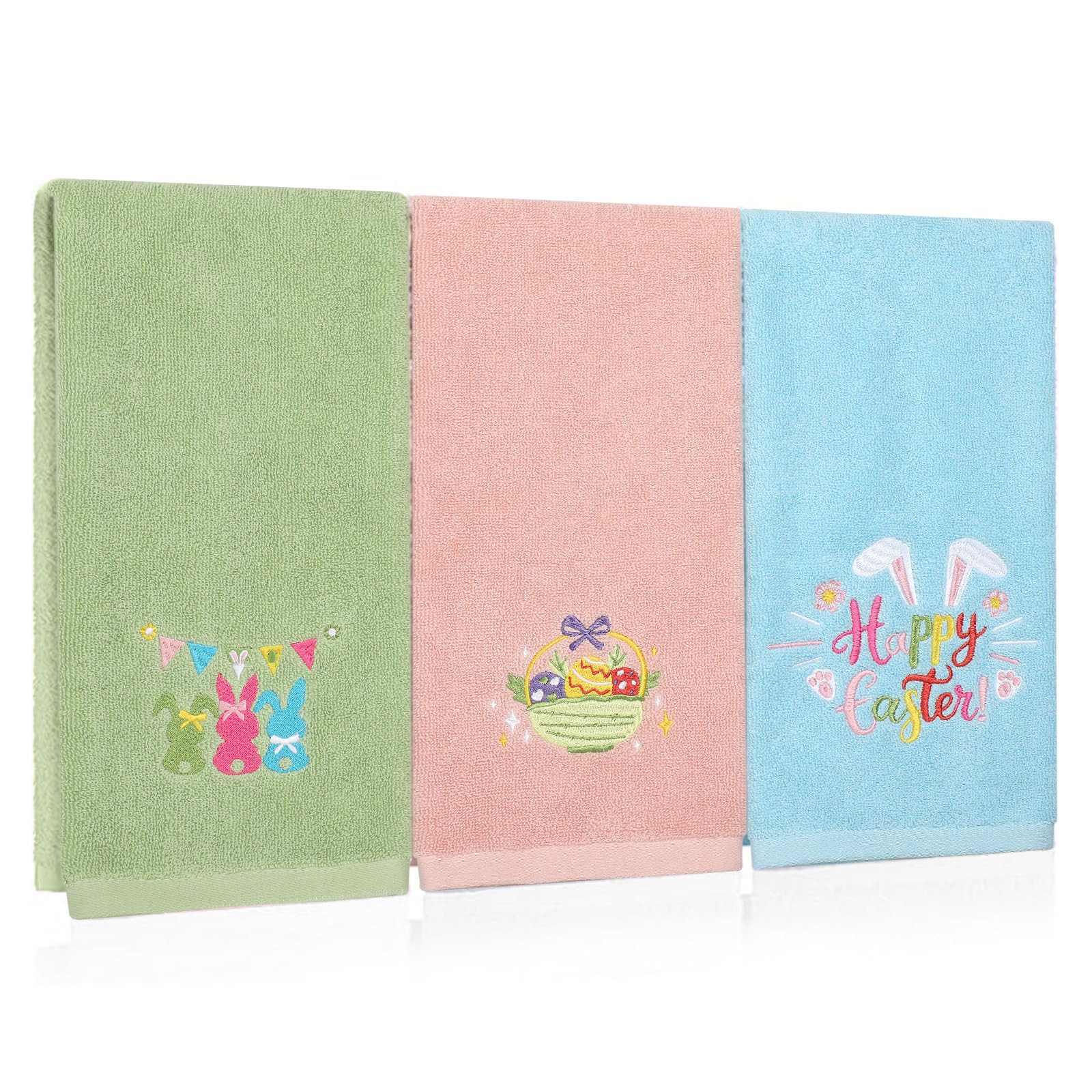 3 Pack Easter Hand Towels Embroidered Bunnies Egg Decorative Hand Towel, 29.5 * 13.7in, Easter De... | Amazon (US)