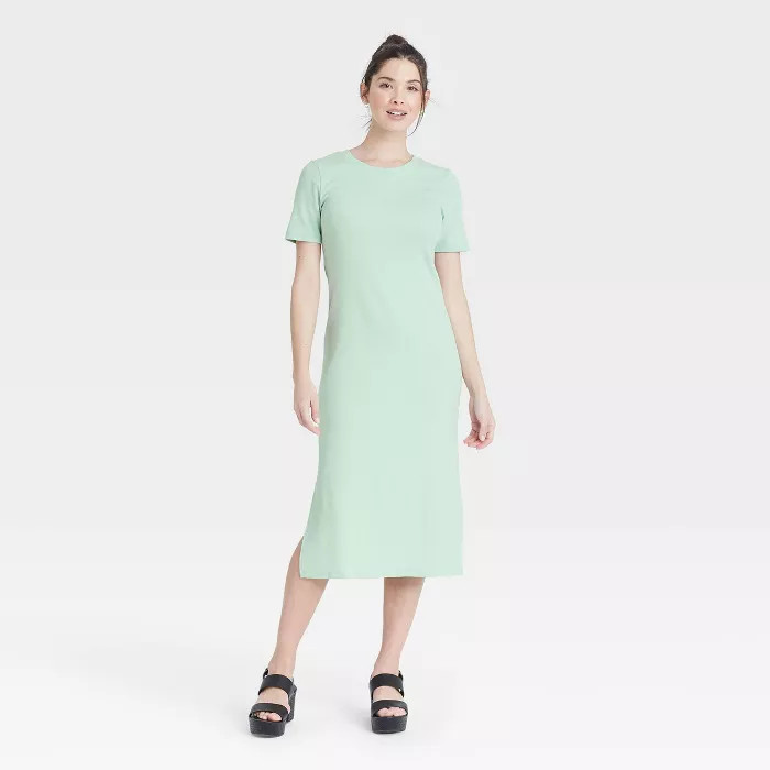 Women's Short Sleeve Rib Knit T-Shirt Dress - A New Day™ | Target