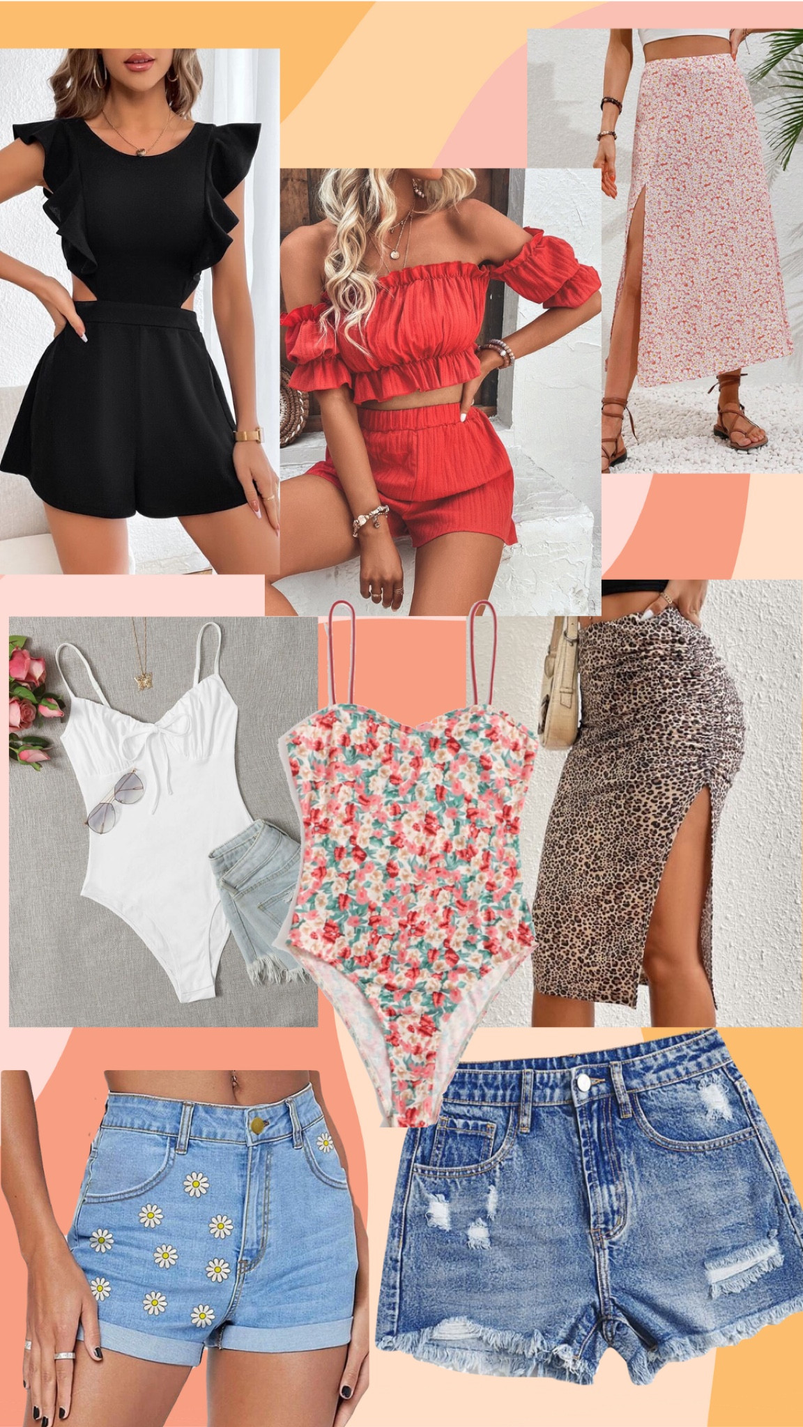 Affordable summer vacation outfit inspo 
Body suit skirt denim jean shorts two 2 piece set romper 

#LTKstyletip #LTKtravel #LTKSeasonal