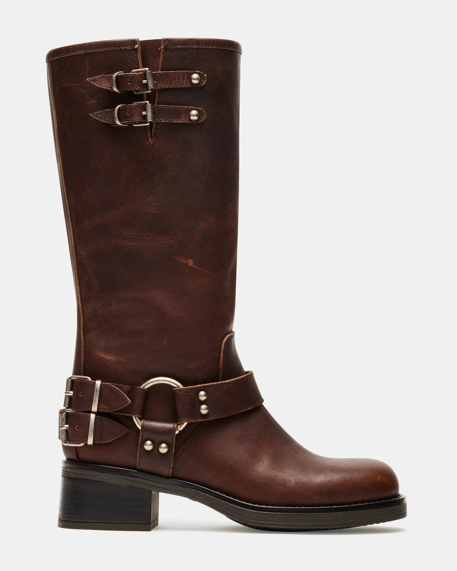 ASTOR Brown Leather Knee-High Boot | Women's Boots | Steve Madden (US)