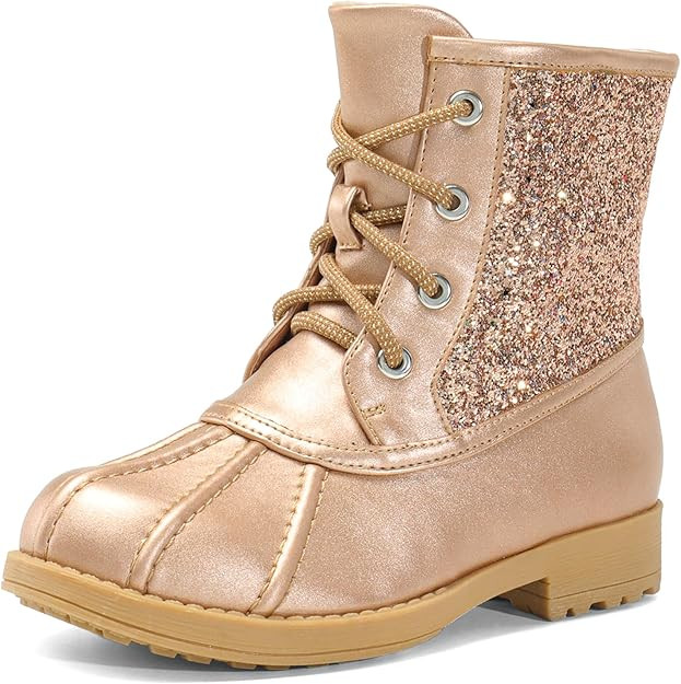 DREAM PAIRS Girls Glitter Ankle Boots Warm and Soft Velvet Lining with Side Zipper for Toddler/Li... | Amazon (US)