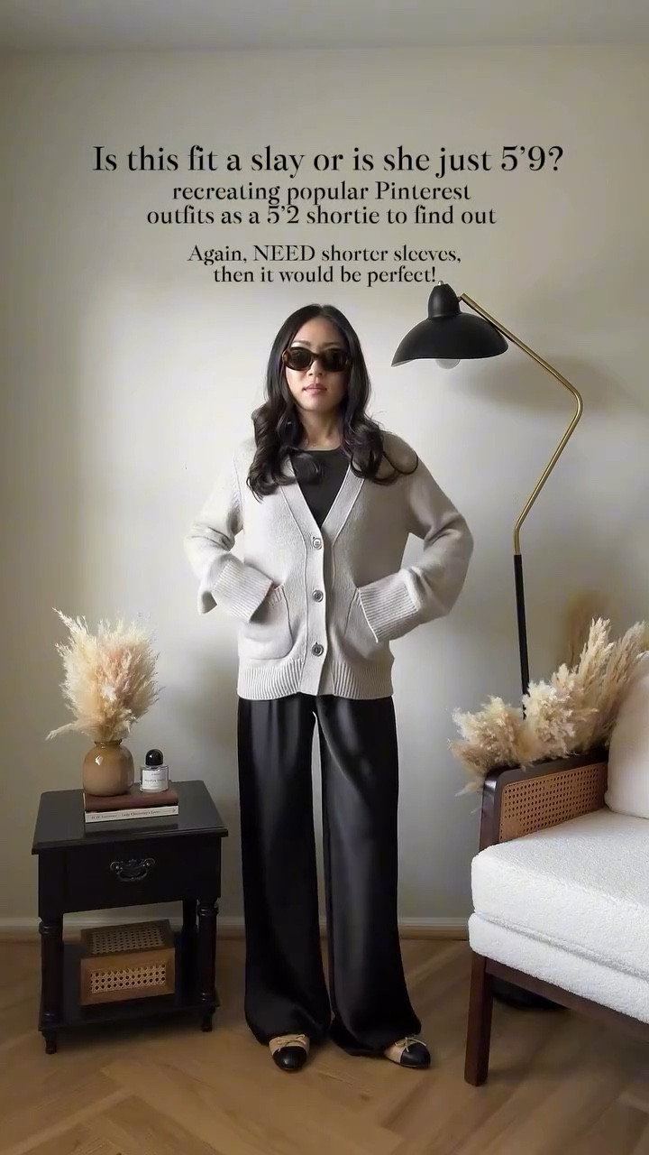 If you haven’t invested in a neutral button up cardigan yet, I HIGHLY recommend! 🤎 Not only is this versatile for the spring, it’s a returning fall favorite that will keep your outfits rotating as a trans-seasonal essential! 🙈 short girl tip! Make sure those trousers are cropped at or above the ankle to balance out those long sleeves! 

 Outfit details: 👇🏻
🤍 cardigan: @lisayangcollection 
🤍 flats: @chanelofficial 
🤍 tank: @almadalabel 
🤍 trousers: @aritzia 

🔗 Outfit specifics always linked in bio → LTK @amandacapsulewardrobe
⸻

#recreatingpinterestoutfits #oldmoneyoutfits #pintereststyle #shortgirlstyle #capsulecloset