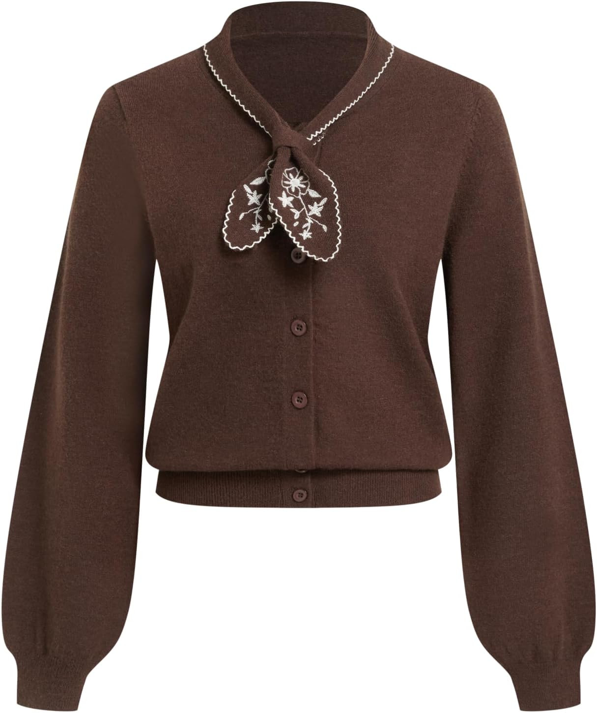 CIDER Cropped Knit Cardigan Women Knot Neck Button Front Sweater | Amazon (US)