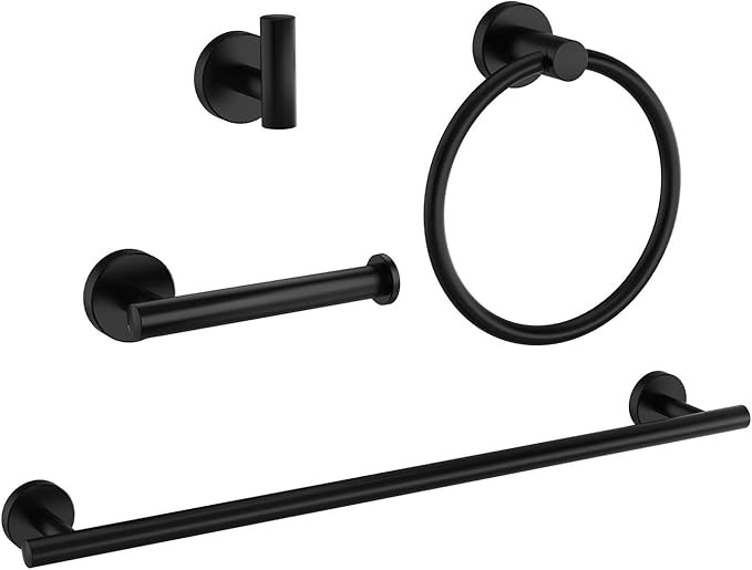Marmolux Acc - 4 Piece Matte Black Bathroom Hardware Set - Bathroom Towel Rack Set, Bathroom Towe... | Amazon (US)