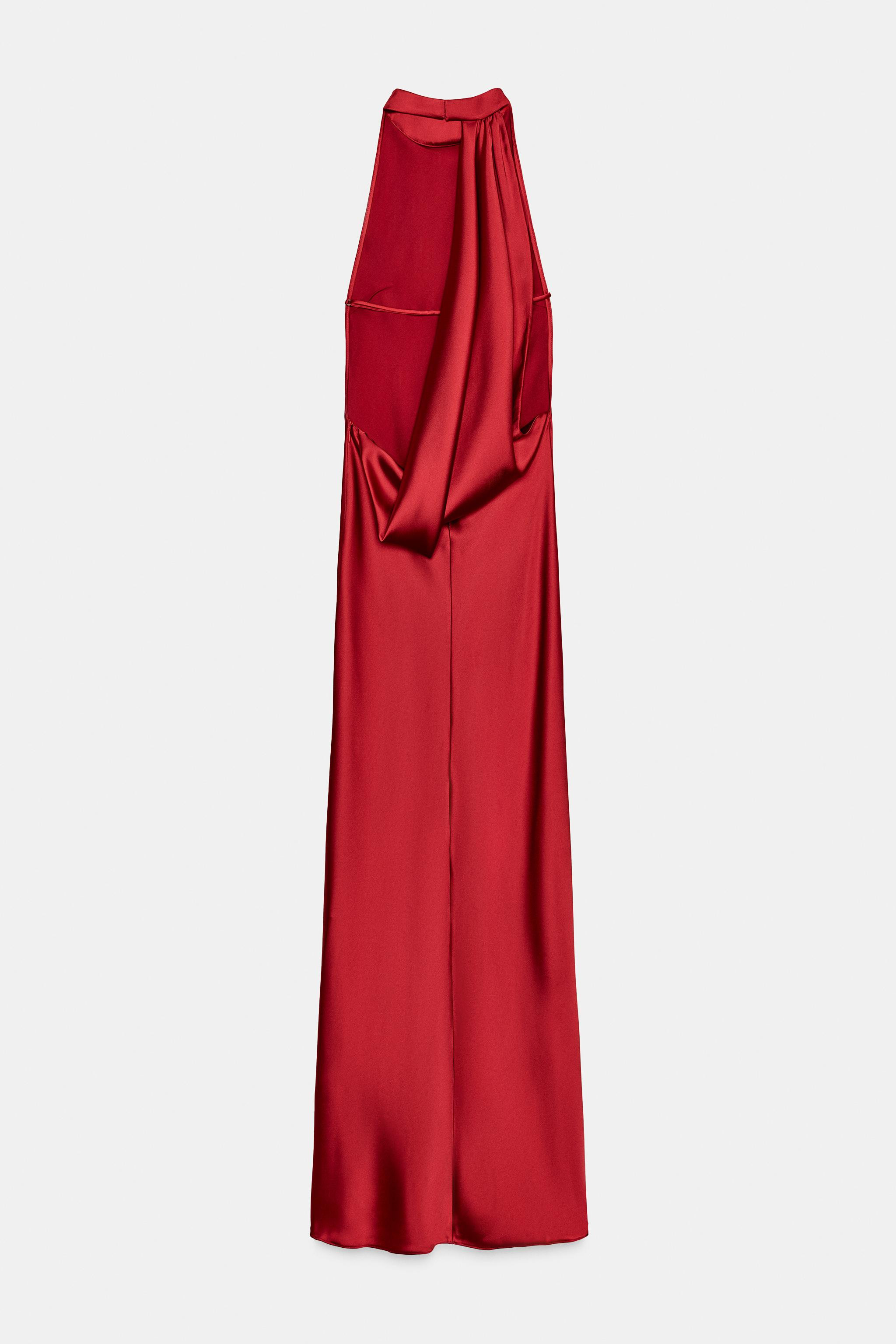 LONG SATIN HALTER DRESS | Zara US