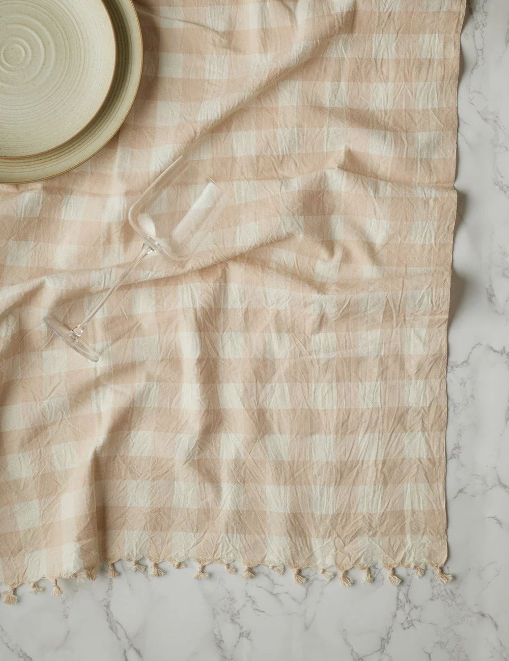 Gingham Tablecloth by Heather Taylor Home, Cream Small | Lulu and Georgia 