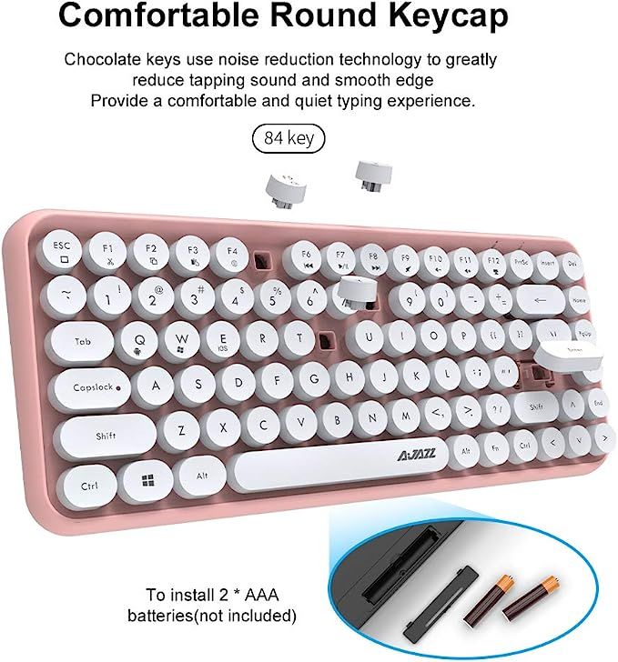 NACODEX 308I Wireless Bluetooth Keyboard, Compact 84 Keys Retro Round Keycaps Mini Keyboard, Port... | Amazon (US)