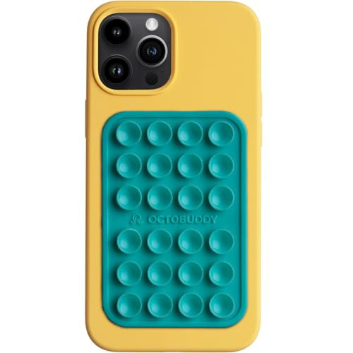 OCTOBUDDY Classic - Silicone Suction Phone Case Adhesive Mount - Hands-Free, Strong Grip Holder for Selfies & Videos - iPhone & Android Compatible - 2.25″ x 3.25″, Turquoise | Amazon (US)