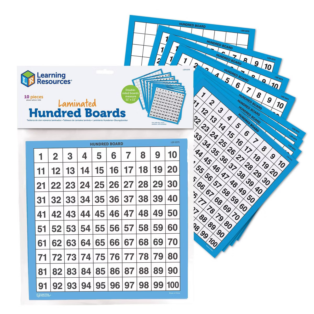 Learning Resources Laminated Hundred Boards 10pc: Dry Erase Math & Counting Aid for Kindergarten,... | Target