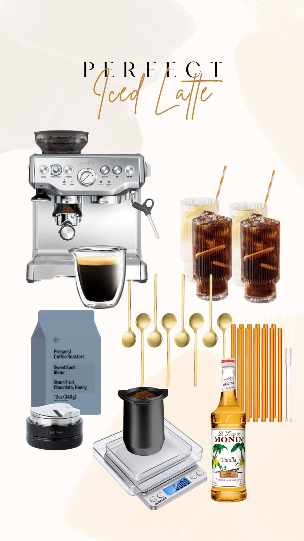 The key to making a perfect iced latte? Aside from my Breville & great espresso beans (I get mine from Prospect Roasters online) - it’s all about pulling the perfect shot! For that, you need a good tamper, scale and dosing cup…plus it doesn’t hurt to have cute glasses & straws🧋#coffee #espresso #latte #coffeeathome #diylatte #espressomachine #breville #icedlatte 

#LTKunder50 #LTKhome #LTKFind