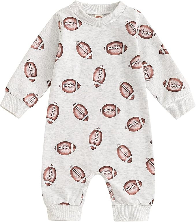 Infant Baby Boys Football Outfit Rugby Print Funny Sport Sweatshirt Romper Playsuit Football Seas... | Amazon (US)
