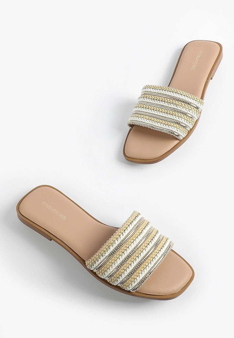 SuperCush Metallic Woven Strap Flat Sandal | Maurices