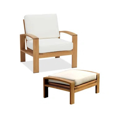 2 Pc Lounge Chair Set: Lounge Chair & Ottoman With Cushions in Sunbrella Fabric #5404 Canvas Natural-33" H x 36" W x 34" D | Wayfair North America