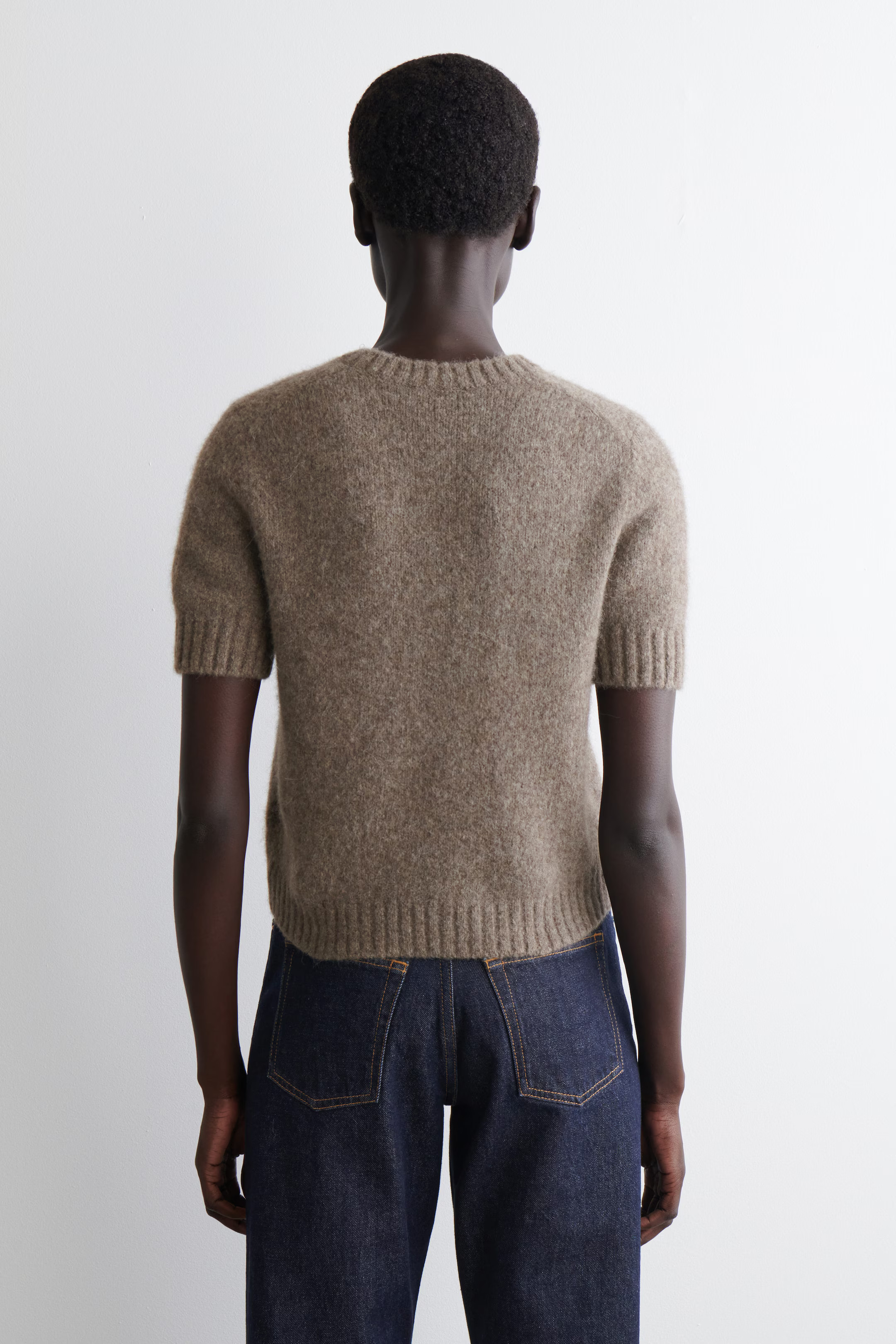 KNITTED ALPACA-BLEND T-SHIRT - TAUPE MÉLANGE | COS GB | COS UK