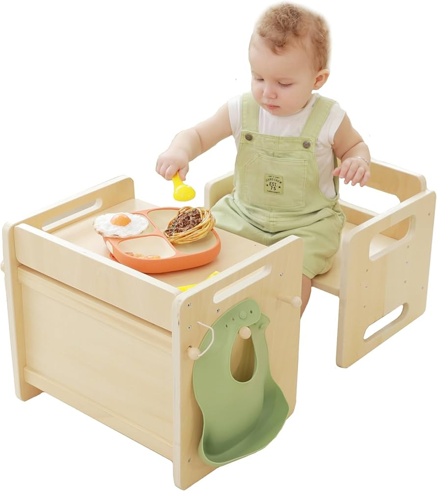 Montessori Weaning Table and Chair Set - Adjustable Design for Toddlers, Ideal for Mealtime, Lear... | Amazon (US)