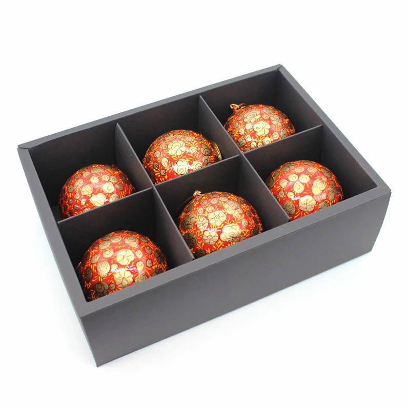 Paper Mache Christmas Baubles Set of 6 Large Luxury Handmade & Hand Painted Decorative Ornamental... | Etsy (US)