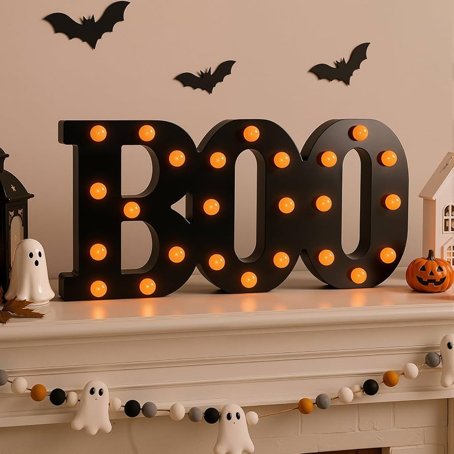 OLANRUN Halloween Decor, Wooden Halloween Decorations Boo Light Up Letters | Amazon (CA)