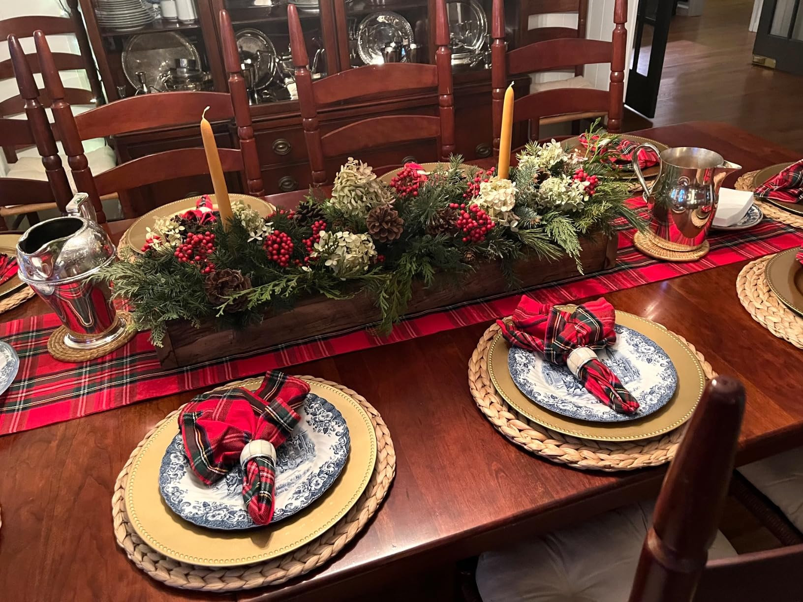 COTTON CRAFT Christmas Tartan Plaid Napkins - 12 Pack Cotton Cloth Napkins - Xmas Holiday Dinner ... | Amazon (US)