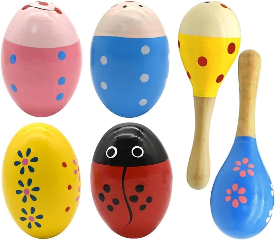 Wooden Easter Eggs Shakers Toys, Maracas Kids Hand Percussion Shakers Percussion Musical for Part... | Amazon (US)