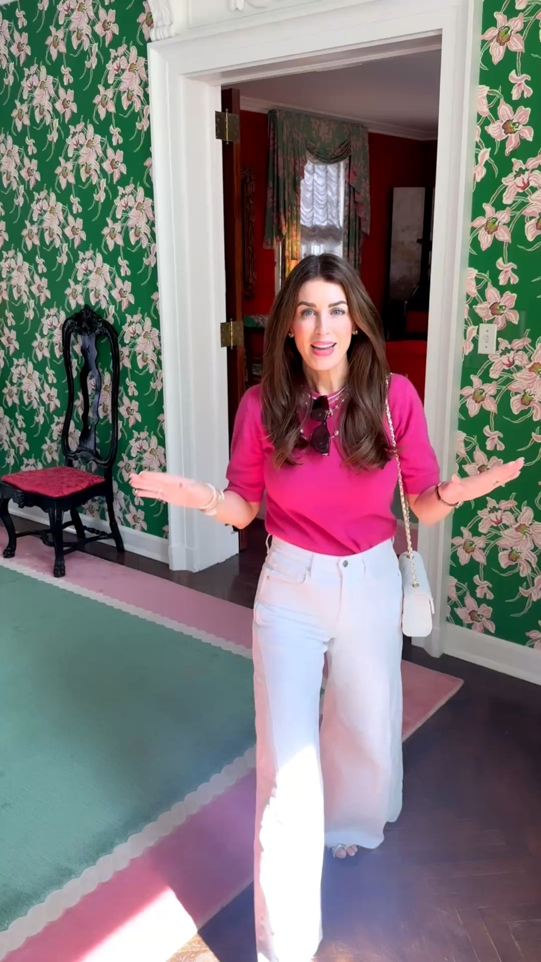 I’m wearing a small in the top and my typical size 26 in the white jeans. 

Some places deserve their own highlight reel. The Presidential Suite at @the_greenbrier is one of them.

My mom was Miss West Virginia in 1976. My parents honeymooned here. My grandparents have been coming since the 1950s. I have been walking these halls my entire life. This place is woven into our family story in a way I can't fully put into words.

So when I finally got a behind-the-scenes tour of the Presidential Suite, I knew it needed its own moment.

Seven bedrooms. Two stories. Sleeps 14. Entertains 200. A grand piano. A private library. Hand-painted wallpaper in the dining room that is honestly a work of art. Designed by Dorothy Draper in 1947. Grace Kelly has slept here. Presidents have held summits within these walls.

Our full Greenbrier recap is coming soon — all the things to do, where to eat, and everything you need to know with your kids. But this particular tour? It deserved its own little highlight. 🤍

@the_greenbrier | White Sulphur Springs, West Virginia

#TheGreenbrier #GreenbrierResort #WestVirginia #LuxuryTravel #LuxuryHotel

#LTKTall #LTKOver40 #LTKTravel