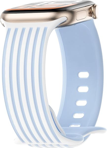 YMHML Engraved Striped & Polka Dots Band Compatible with Apple Watch Bands for Women 40mm 42mm 41... | Amazon (US)