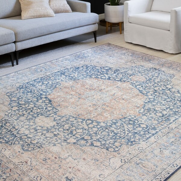 Alexander Home Isabelle Traditional Vintage Border Printed Area Rug | Bed Bath & Beyond